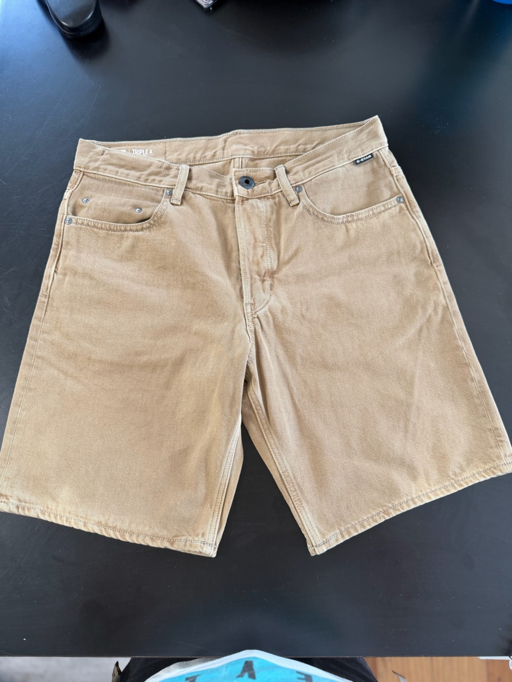 Men's Tan G-Star Raw Triple A Denim Shorts sz 32